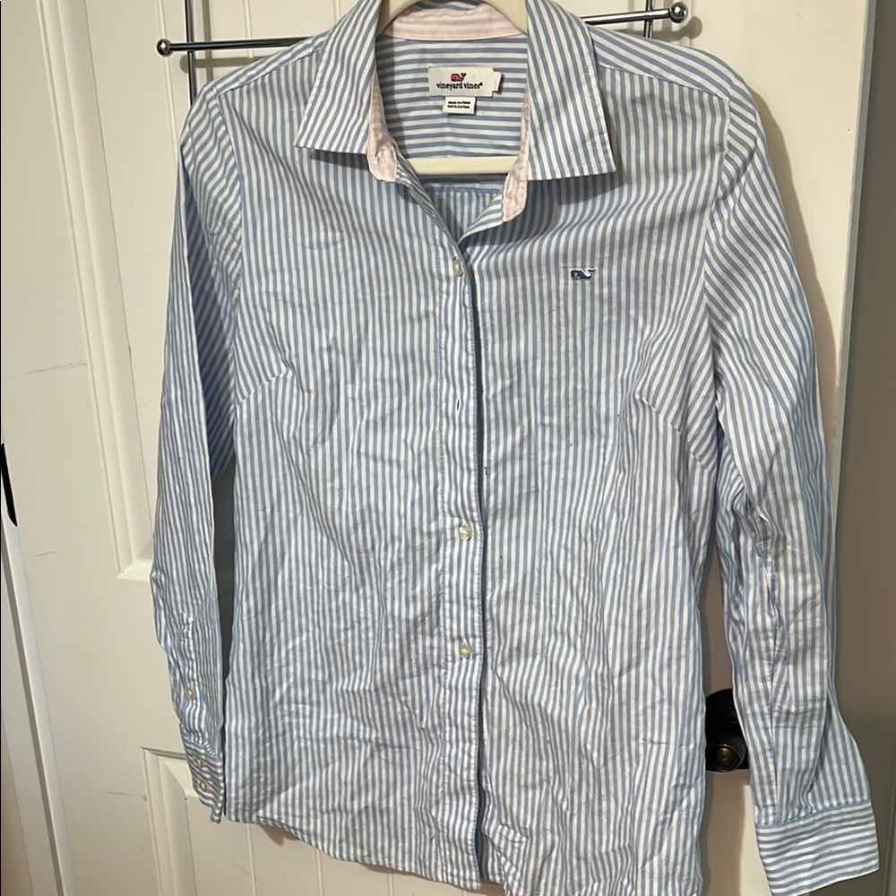 Vineyard Vines Oxford cloth Blue and White Striped Button-Down Shirt